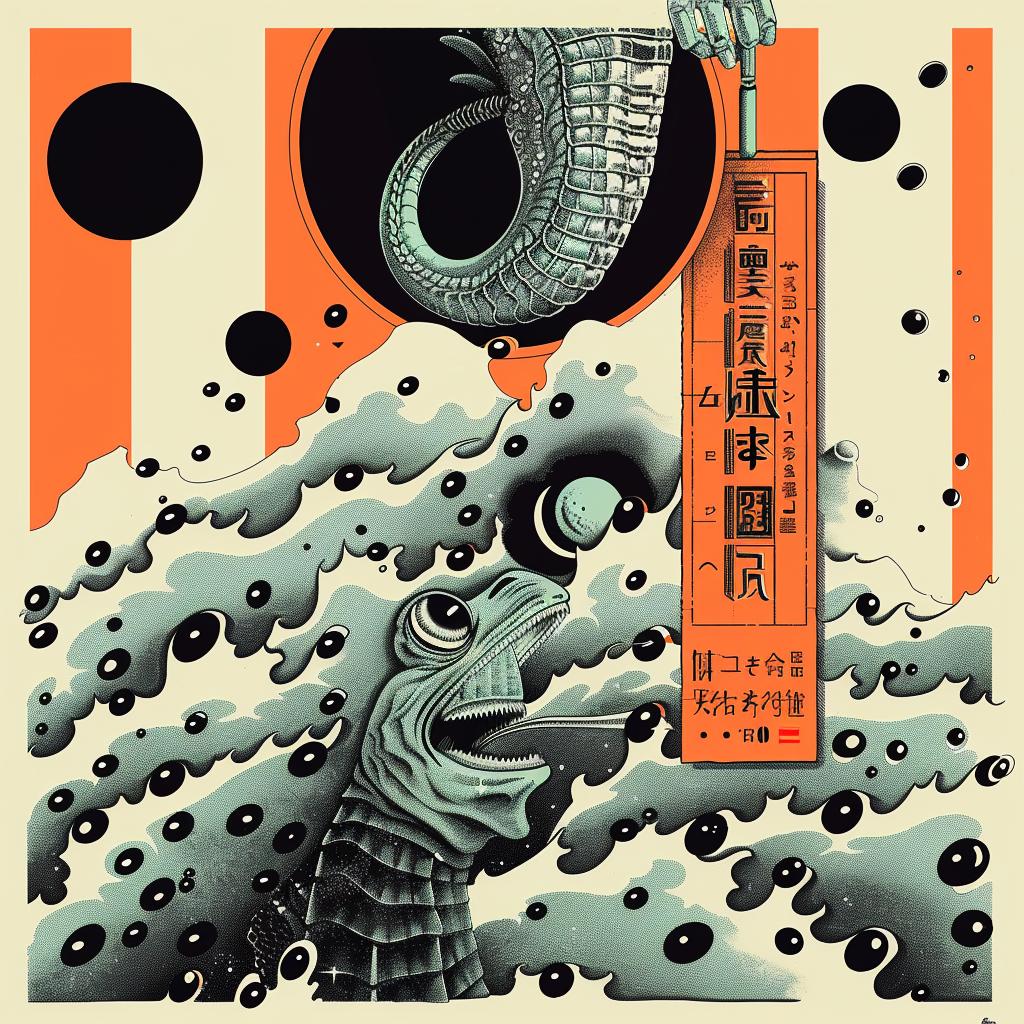 creature  dragon  fish  graphic  japanese  horror  illustration  art  poster  design 946112