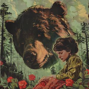 girl  bear  woods  painting  nature  illustration  whimsical  colorful  animal  artwork 1059754