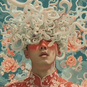 surreal  album  cover  man  snakes  symbolist  hyper-realistic  Risograph  art  style 1077831