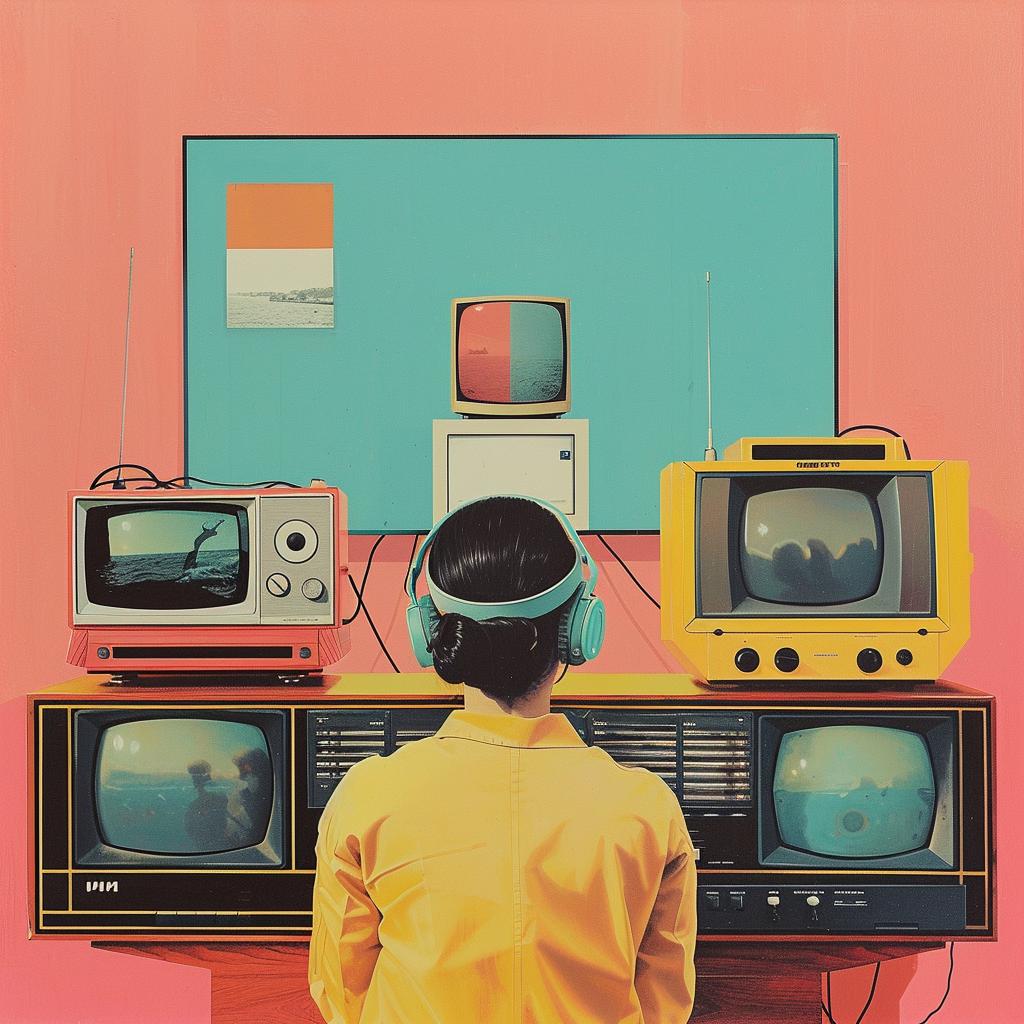 surreal  album  cover  television  painting  person  creative  Joan  VCR  tape 1017246