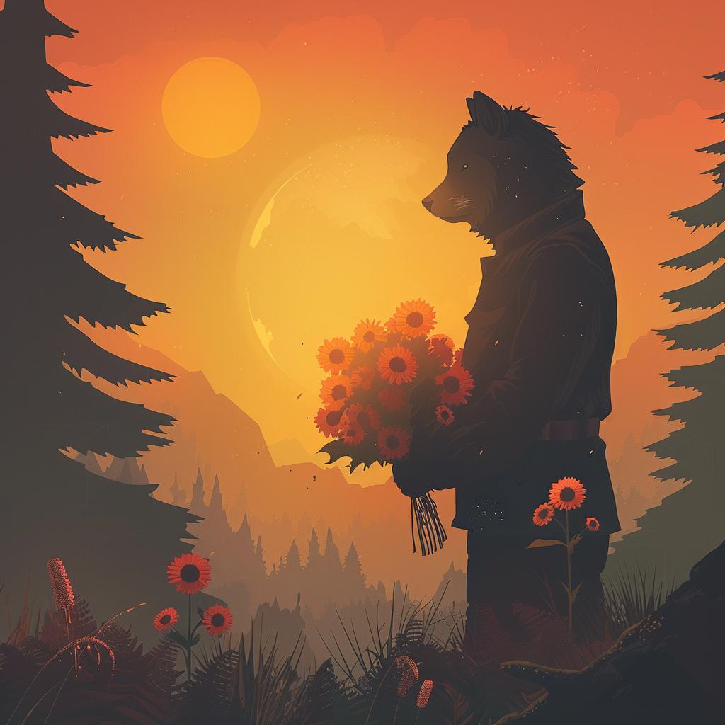 wolfman  flowers  sunset  surreal  creative  vibrant  album  cover  stylized  Joan 1016846