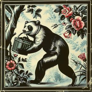 panda  basket  painting  cute  animal  chromolithography  whimsical  nature  portrait  colorful 1058000