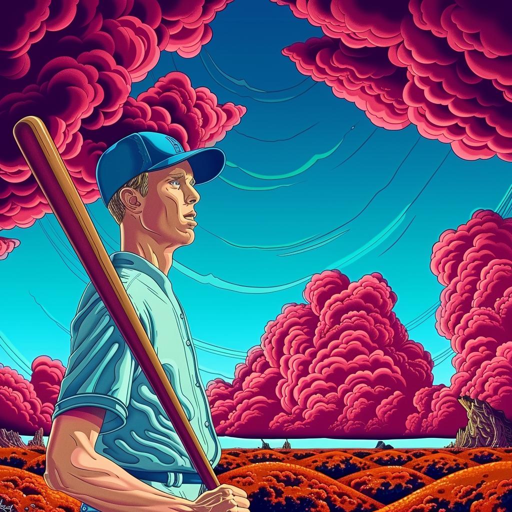 baseball  player  bat  holding  painting  sport  dynamic  realistic  colorful  action 940233