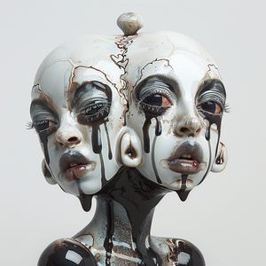 sculpture  twins  conjoined  black  white  paint  faces  art  brothers  dramatic 1072951