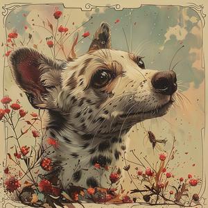 dog  flowers  background  chromolithography  painting  nature  colorful  pets  animal  artwork 1049627