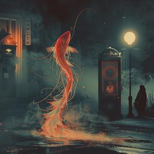 fish  street  red  tail  unusual  whimsical  artwork  surrealism  vivid  detailed 1060309