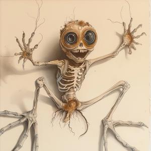 painting  skeleton  big  eyes  horror  art  illustration  weird  surreal  expressive 1036912