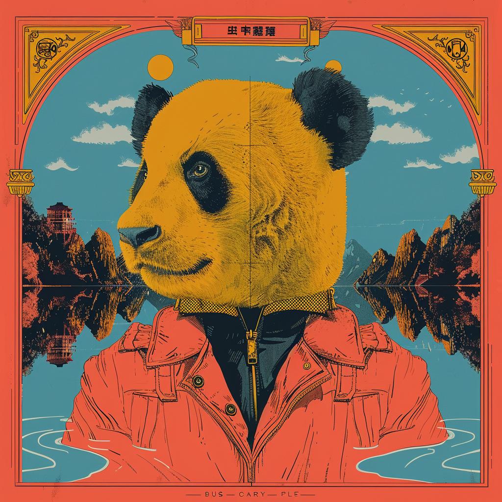 surreal  album  cover  panda  red  jacket  poster  creative  art  whimsical 1018624