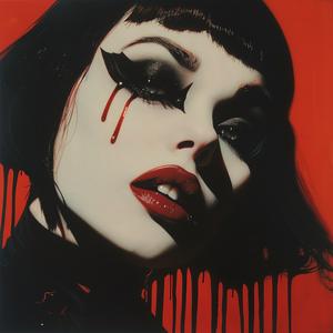 Pop Art  woman  fangs  blood  dripping  eye makeup  portrait  vampire  intense  macabre 1074553