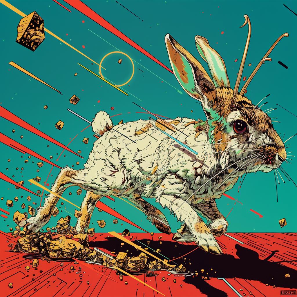 jackalope  rabbit  running  field  rocks  wildlife  nature  motion  animal  illustration 1025321