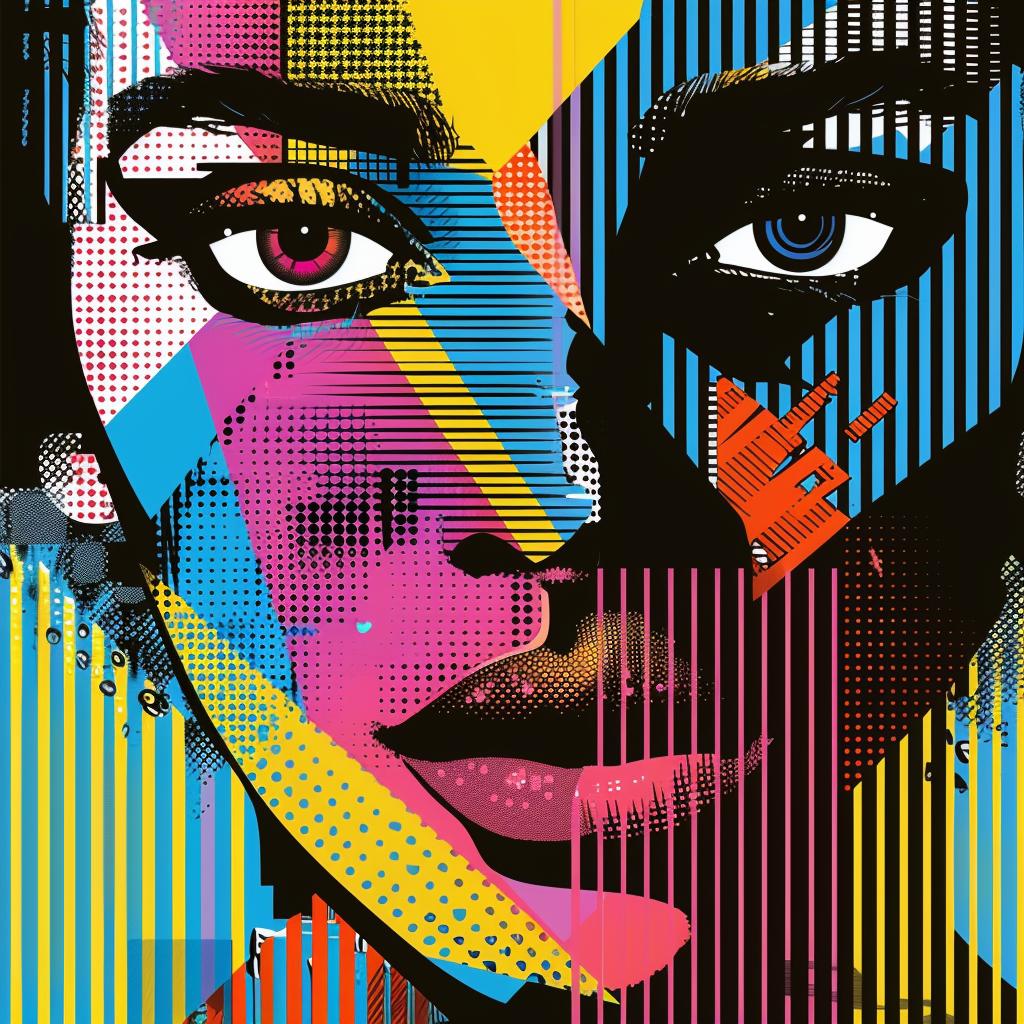 vibrant  80s  constructivism  halftone  chiaroscuro  eyes  african-american  detailed  colorful  pop-art 939057