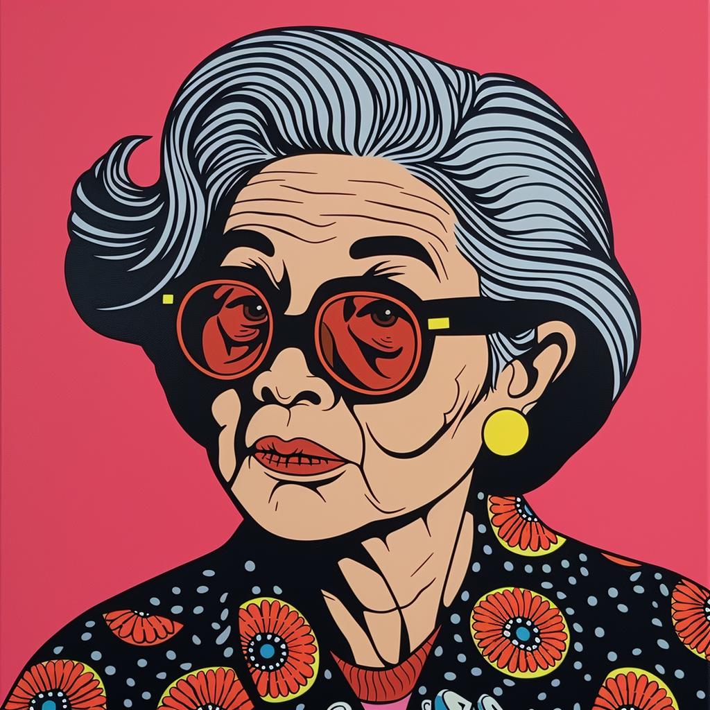 grandma  painting  floral  glasses  portrait  old  woman  character  stylish  colorful 1023843