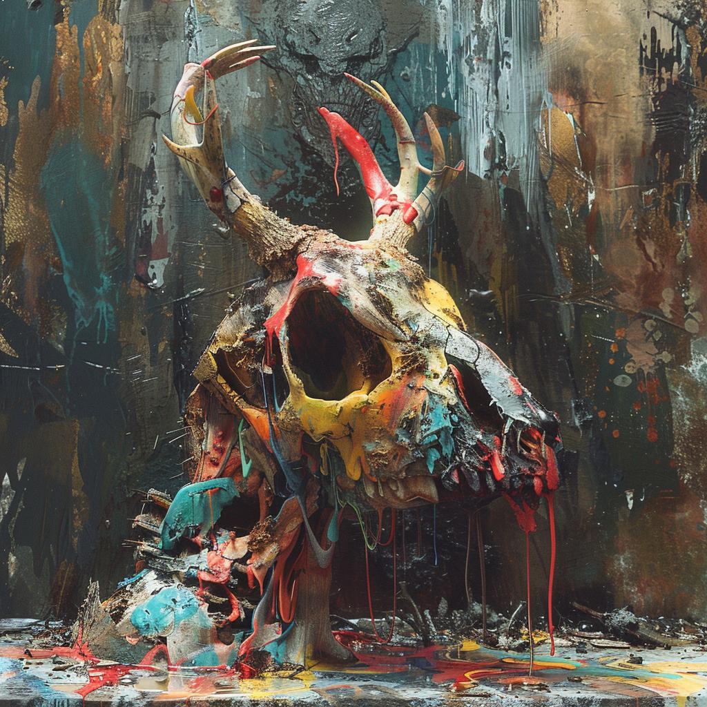 surreal  album  cover  terrifying  animal  spiritual  occult  paint  skull  art 974059