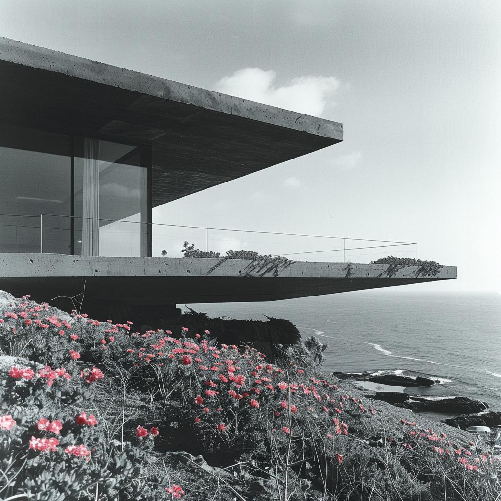 house  ocean  black  white  photography  landscape  architecture  shore  view  modern 1036254