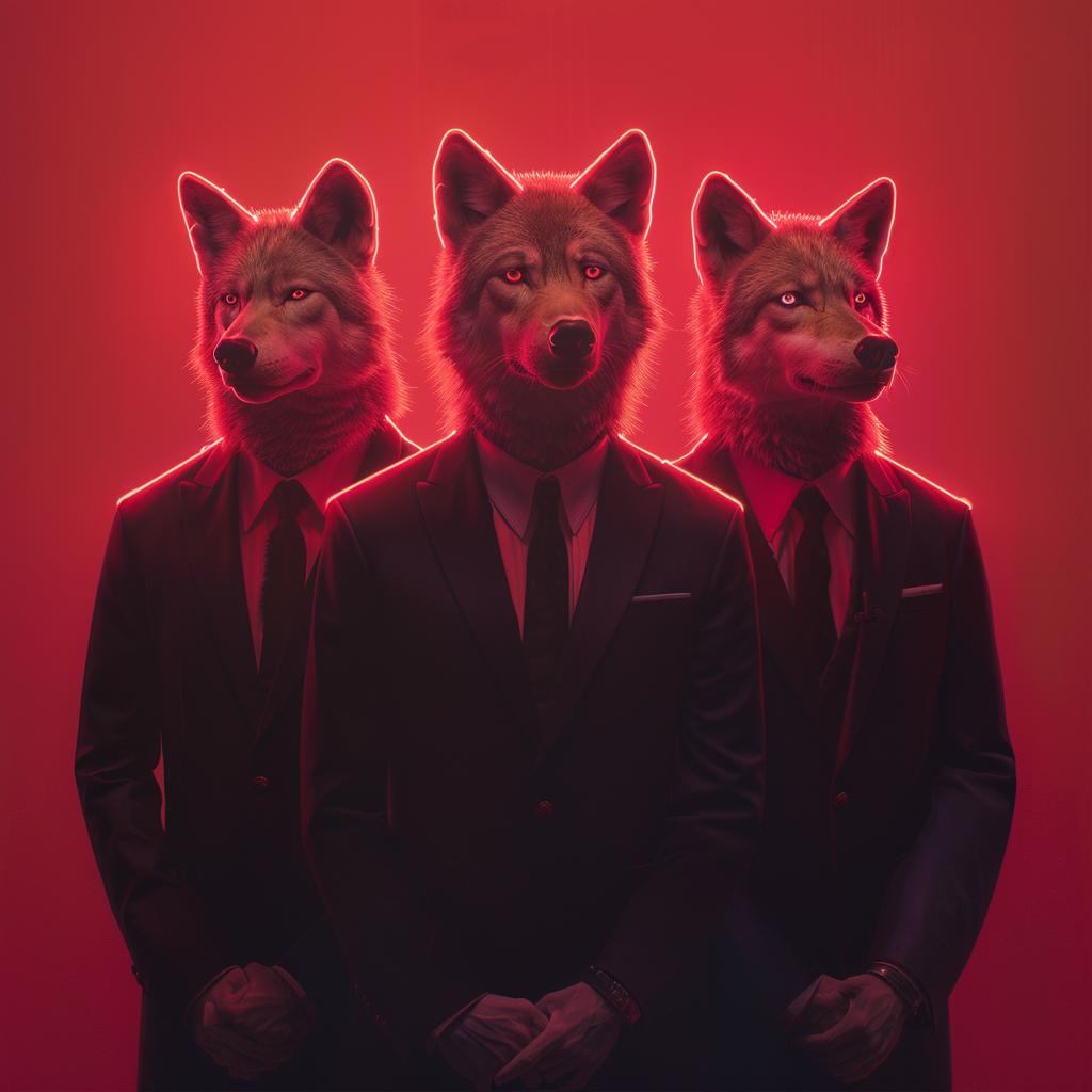 surreal  wolves  suits  album  cover  creative  art  neon  anthropomorphic  business 962549