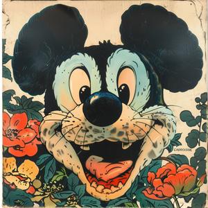 Mickey  mouse  painting  wooden  frame  chromolithography  vintage  art  animation  character 1048841