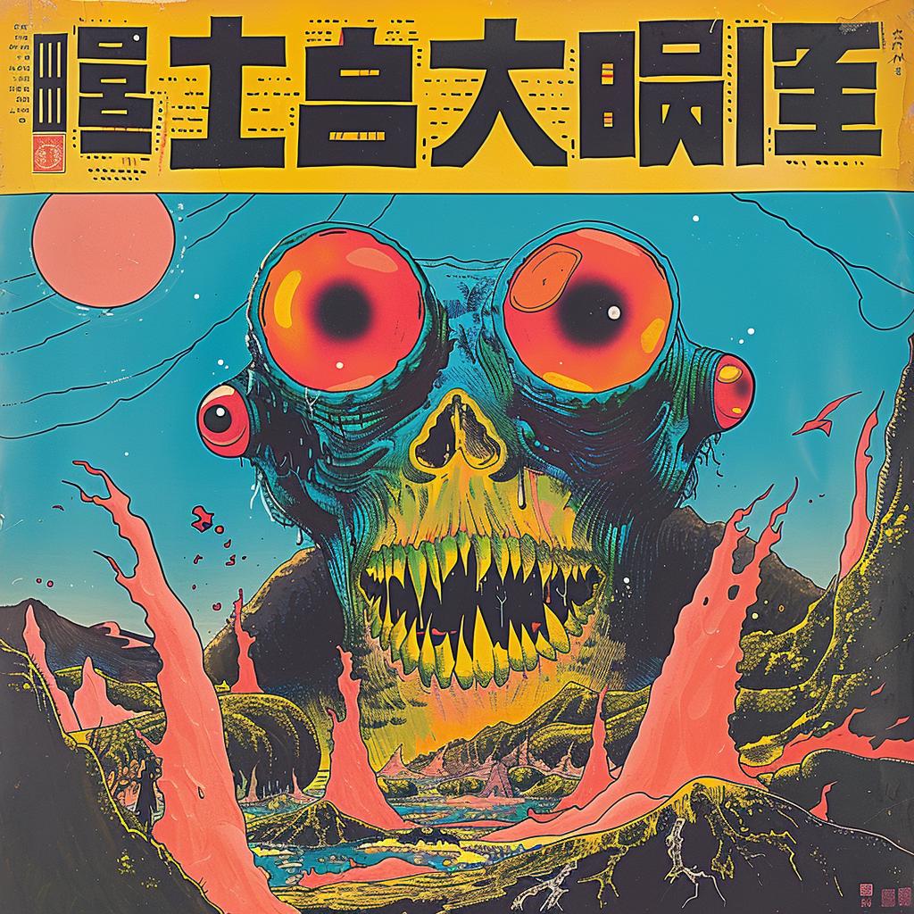japanese  album  cover  monster  foreground  artistic  creative  visual  colorful  unique 1018763