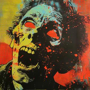 zombie  walkingdead  halftone  dotart  linoprint  black  white  illustration  poster  art 1071694