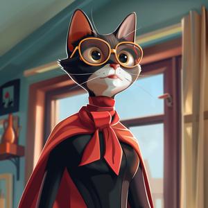 superhero  cat  red  cape  glasses  illustration  animal  character  fantasy  cute 1062765