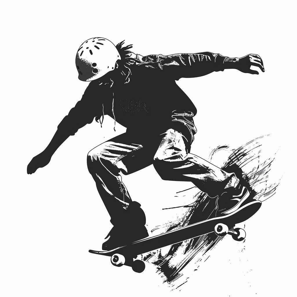 black  white  skateboarder  silhouette  minimal  vector  svg  linocut  drawing  art 952138
