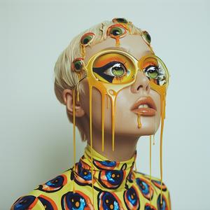 Pop  Art  blonde  model  eyes  makeup  dripping  Troy  Brooks  colorful 1074408