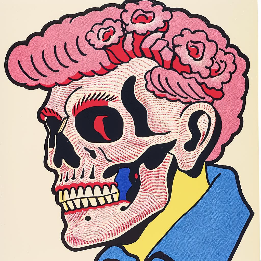 surreal  skull  hair  poster  minimal  creative  art  Nychos  colorful  graphic 961631