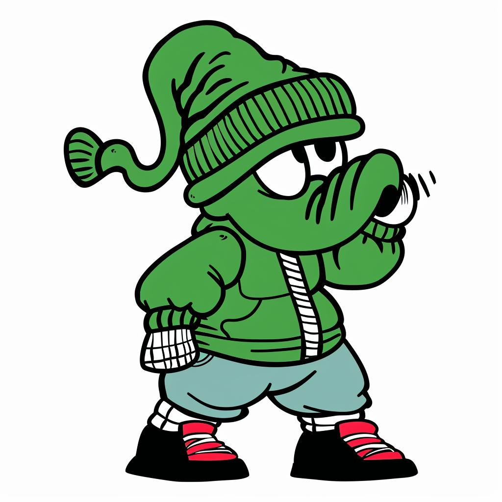 anthropomorphic  elephant  aggressive  streetwise  cartoon  green monster  hat  jacket  minimal  street culture 958816
