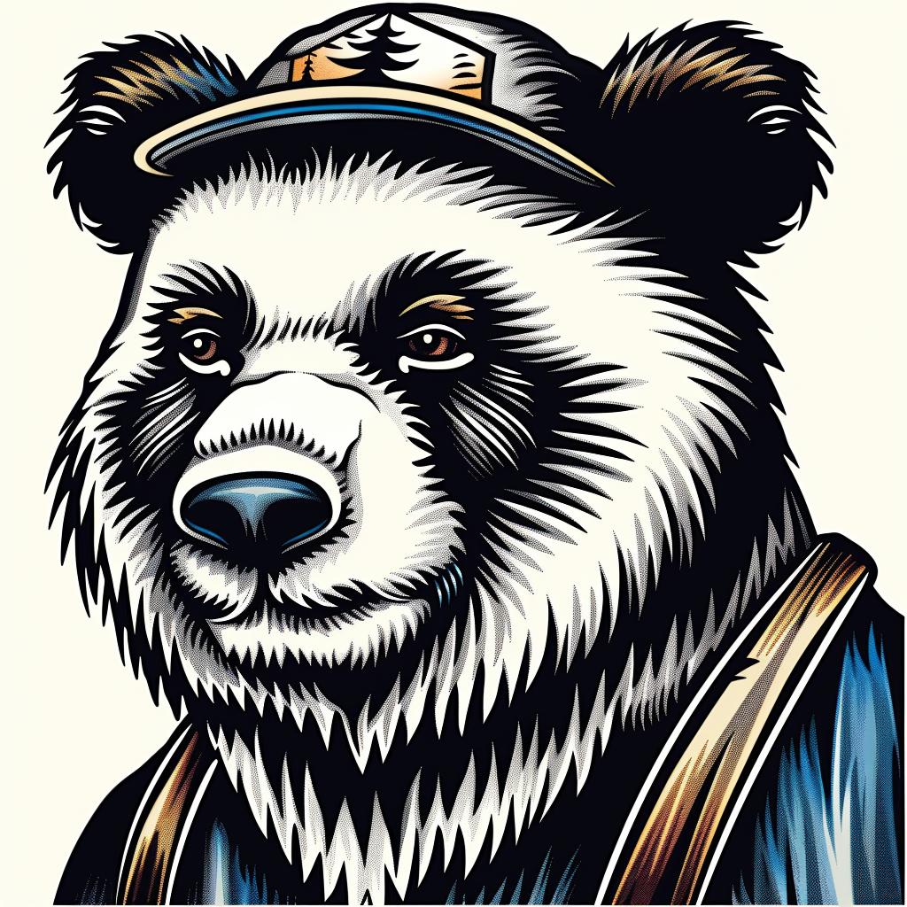 panda  bear  hat  hammer  funny  playful  cartoon  illustration  colorful  whimsical 962410