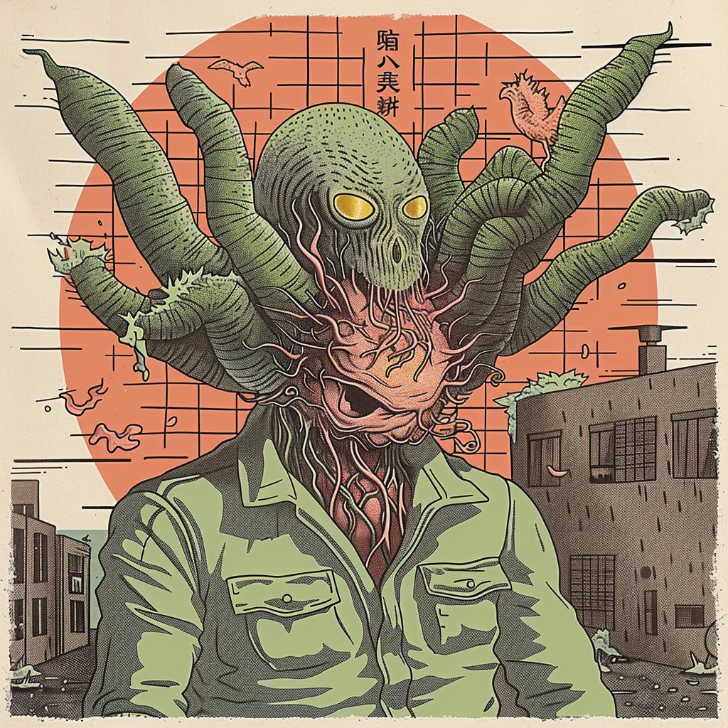 poster  man  octopus  head  art  design  graphic  surreal  modern  japanese 947510