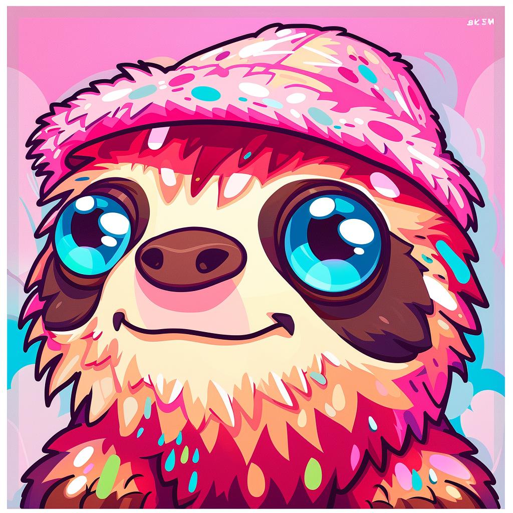 sloth  creature  Kirby  portrait  vibrant  comic  illustration  1950s  character  eyes 920143