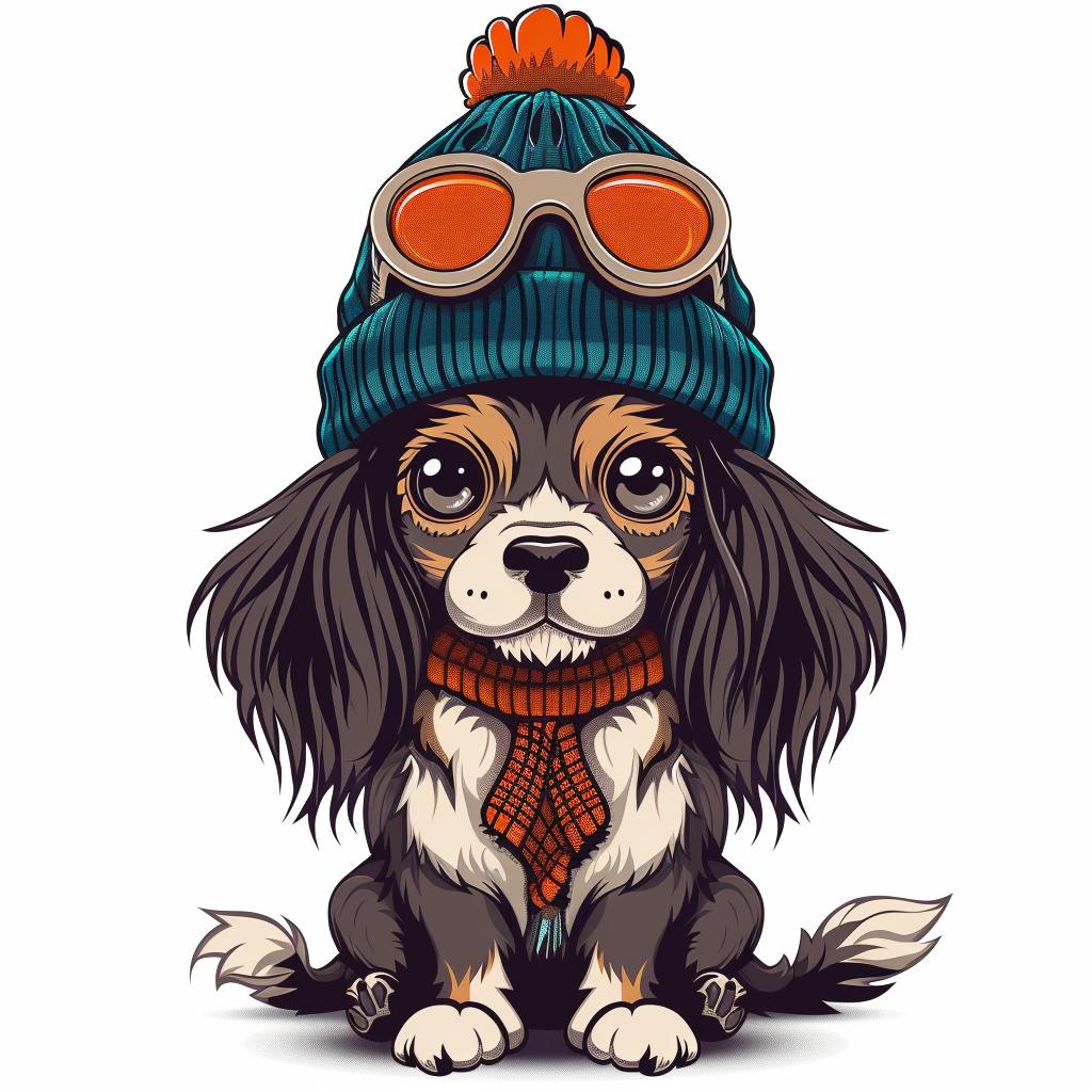 cute  adorable  dog  knit  hat  scarf  minimal  vector  illustration  street 958721