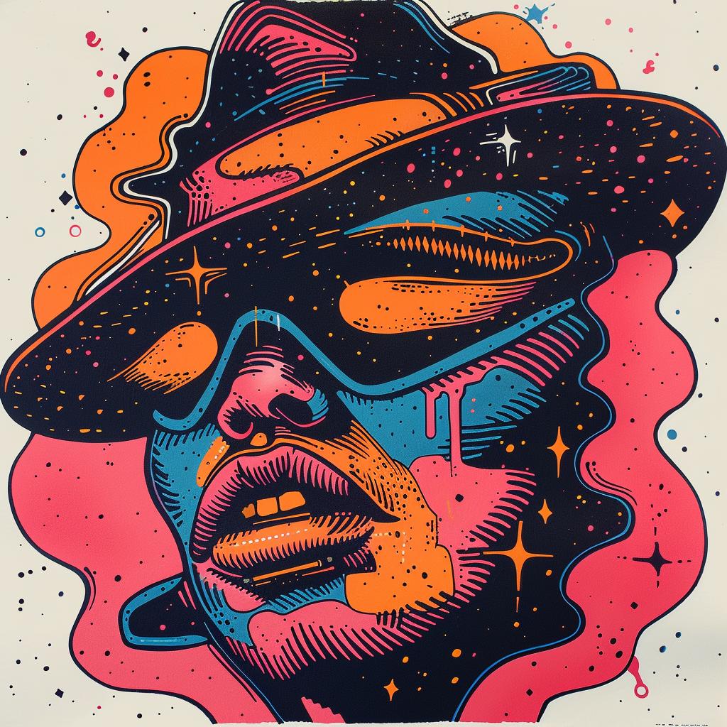 poster  man  hat  sunglasses  vibrant  Max  colorful  modern  art  stylized 929650