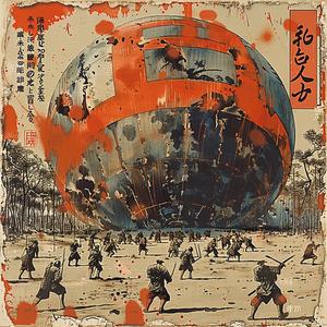chromolithography  Japanese  giant  ball  Asian  painting  people  landscape  colorful  fantasy 1040427