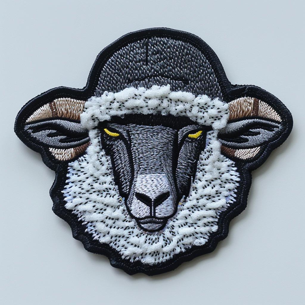 sheep  patch  embroidered  contrasting  colors  hat  white  background  simple  minimal 954847