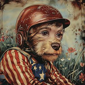 dog  American  flag  outfit  chromolithography  vibrant  illustration  colorful  unique  artwork 1051162