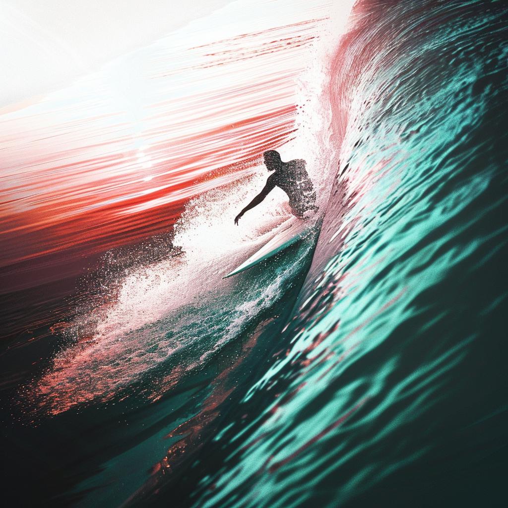 surfer  wave  ocean  photography  light  blue  red  realistic  art  Tilt-shift 1033733