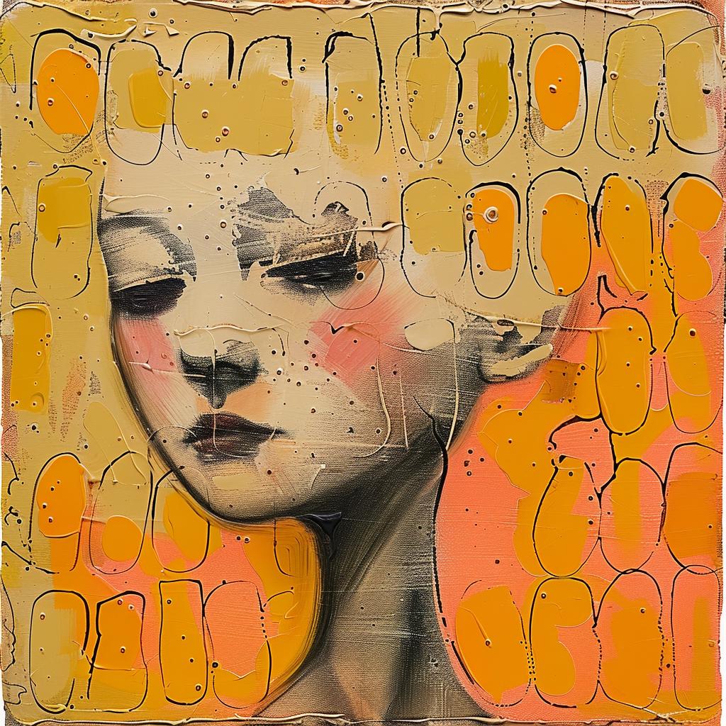 painting  woman  colorful  orange  yellow  encaustic  impasto  art  vibrant  abstract 951190