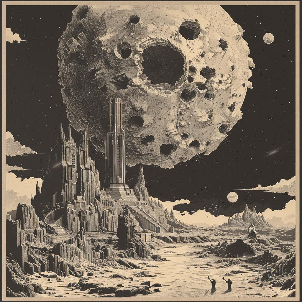 album  art  moon  harsh  mistress  hyper-realistic  screenprinting  axonometric  Ralph  McQuarrie 961697
