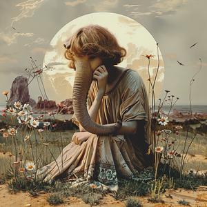 woman  elephant  sitting  ground  chromolithography  art  color  illustration  nature  scene 1056465