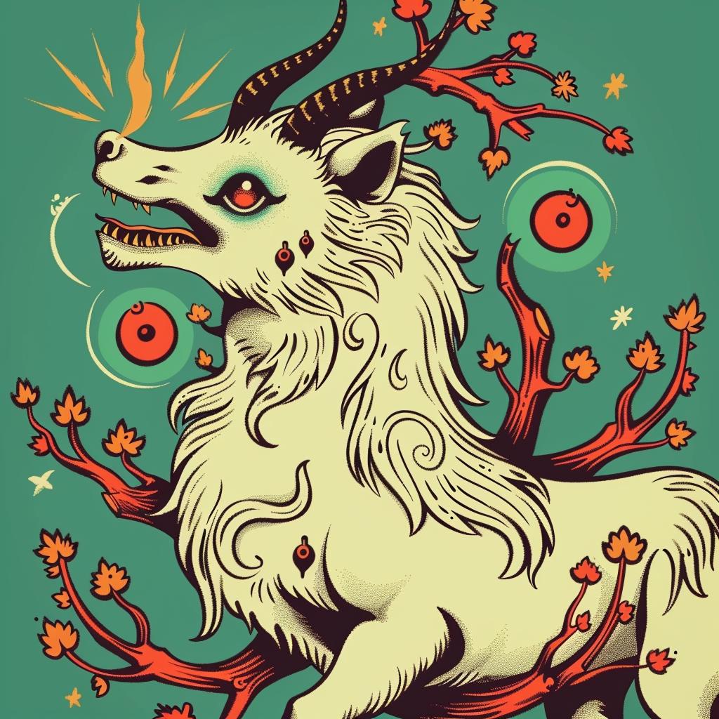 mythical  hybrid  goat  horns  leaves  fantastical  creature  nature  whimsical  unique 941271