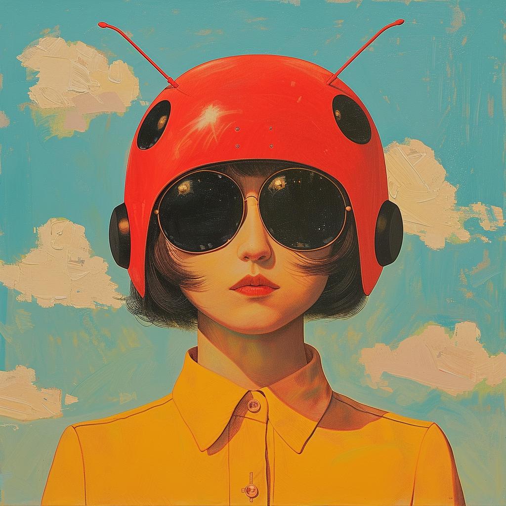 Surreal  Woman  Helmet  Ladybug  Creative  Album  Cover  Joan  Cornella  Red 1017627
