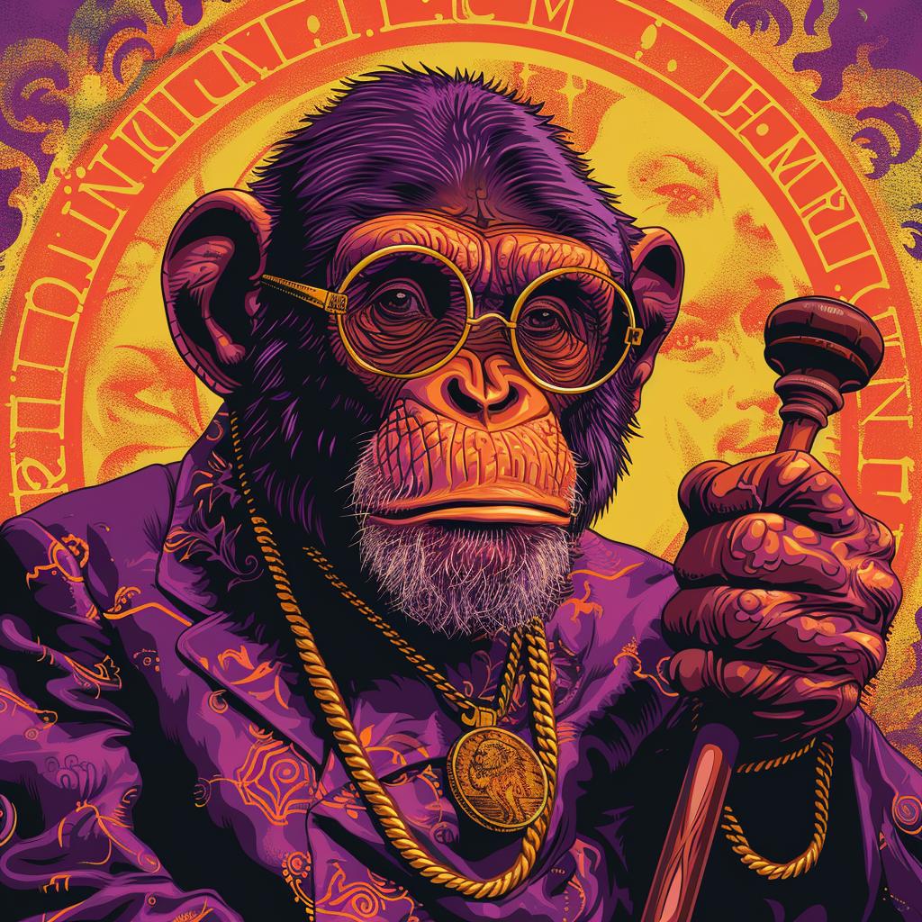 illustration  psychedelic  ape  judge  gavel  monkey  character  surreal  art  cartoon 1021333