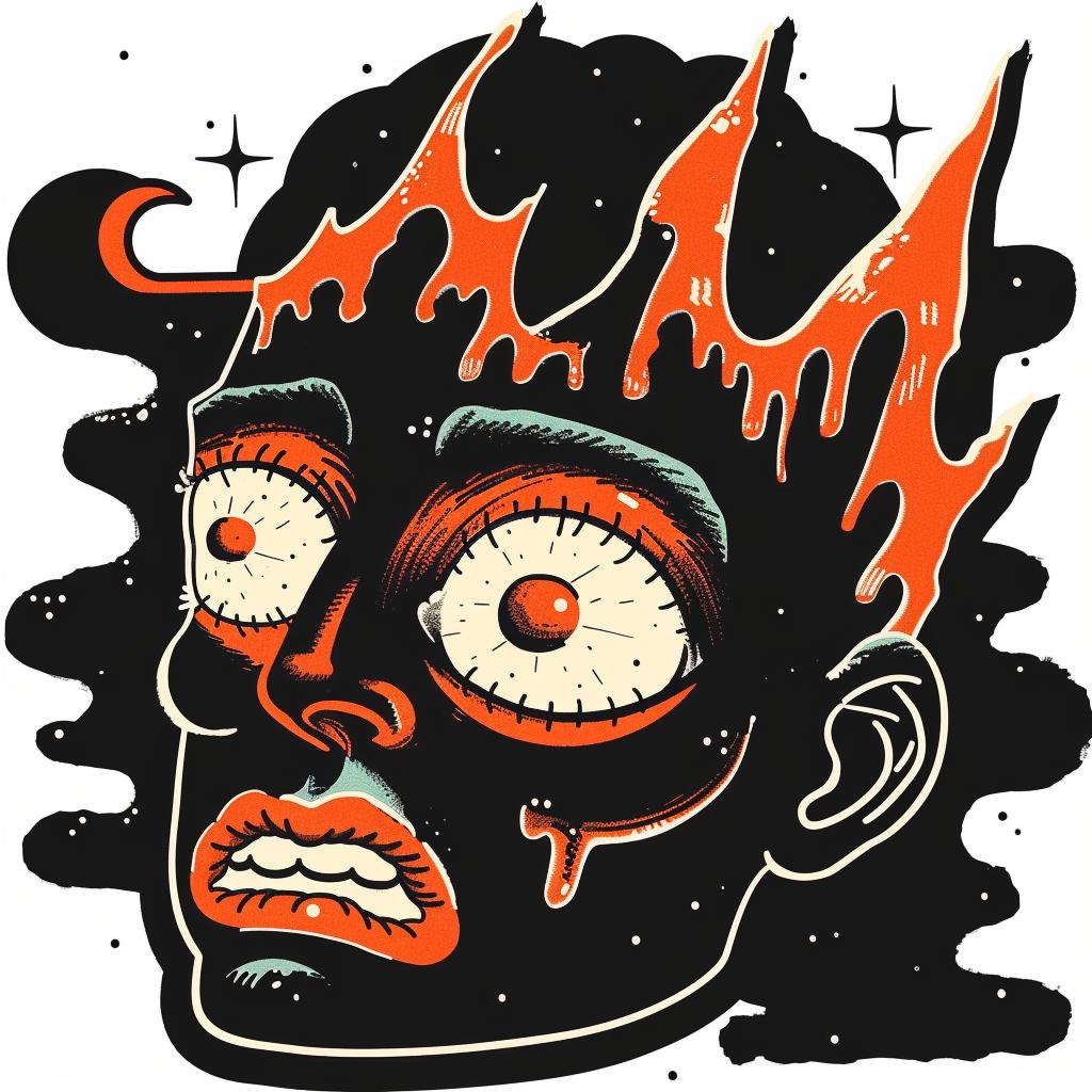 man  flames  tattoo  black  orange  illustration  Saul Bass  bold  expressive  graphic 927410