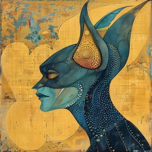 bat  woman  blue  yellowhair  portrait  vintage  comic  ArtNouveau  Surrealism  pointillism 1076920