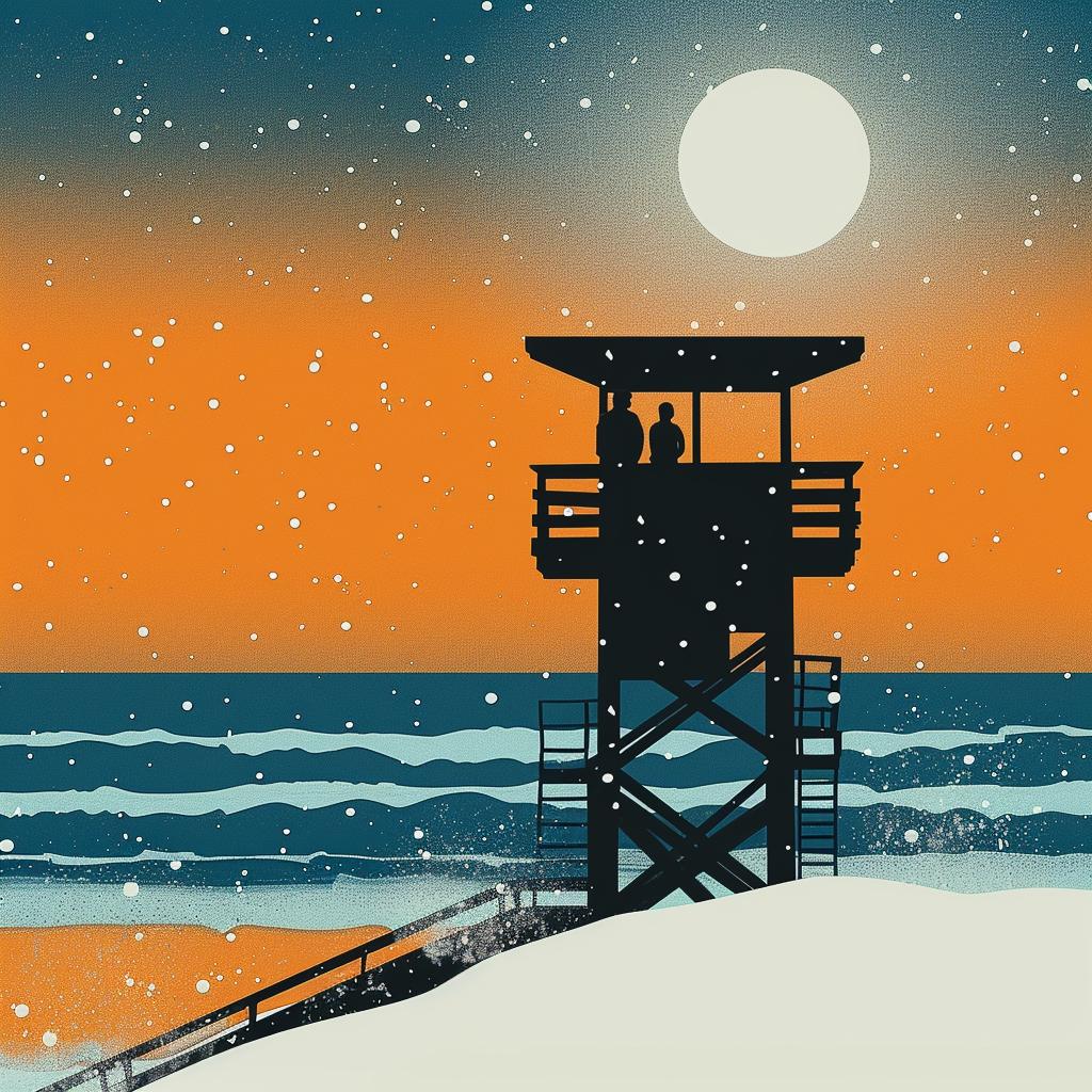 winter  beach  vector  illustration  blizzard  ocean  waves  Mayan  design  art 952179