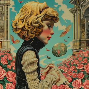 girl  flowers  building  painting  chromolithography  portrait  art  colorful  nature  urban 1037869