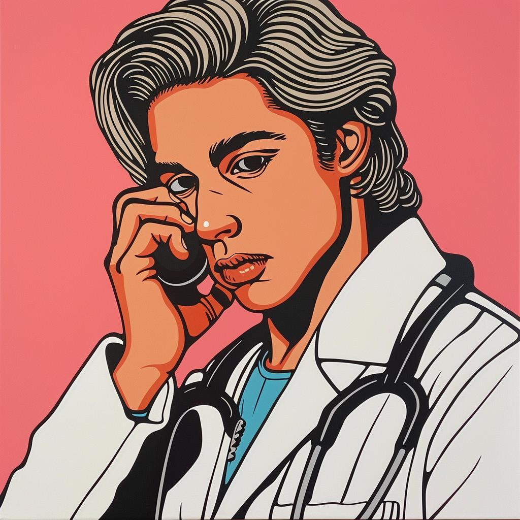 doctor  painting  phone  communication  casual  medicine  professional  realistic  portrait  character 1023360
