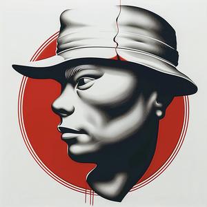 surreal  album  cover  man  hat  circle  red  symbolist  creative  hyper-realistic 1077772