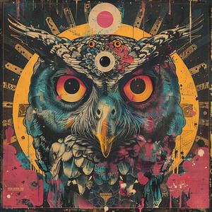 owl  colorful  face  eye  surreal  Todd  White  Risograph  symbolist  screenprinting 1079156