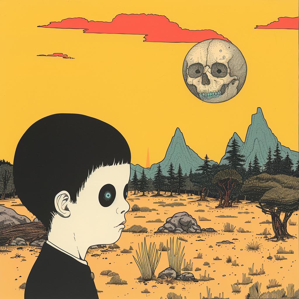 boy  skull  desert  surreal  occult  dark  art  Joan  Cornella  album 1019452